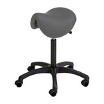 Saddle stool with cushion, standard with wheels