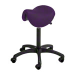 Saddle stool with cushion, standard with wheels