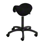 Saddle stool with cushion, standard with wheels