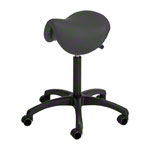 Saddle stool with cushion, standard with wheels