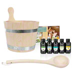 Sauna starter set 8 pcs, infusion bucket + ladle + 5 different  sauna fragrances  50 ml