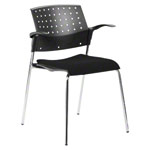 Stacking chair with cushion and armrest