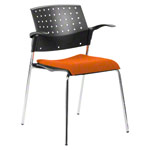 Stacking chair with cushion and armrest