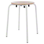 Standard gymnastics stool with wooden seat,  35 cm, frame color white
