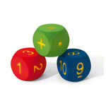 VOLLEY foam learning cubes 3-piece set, 16x16x16 cm, numbers and arithmetic symbols