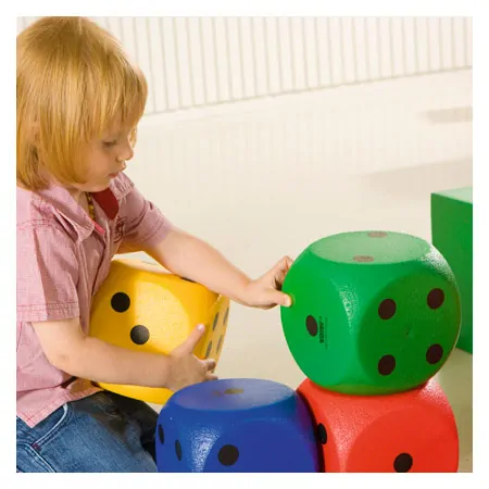 VOLLEY foam learning cube with mathematical symbols (=, , :, +, >, -), 16x16x16 cm