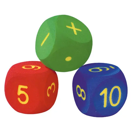 VOLLEY foam learning cubes 3-piece set, 16x16x16 cm, numbers and arithmetic symbols