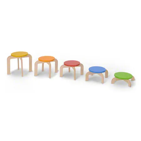 Balance stairs, colourful, 5-piece, height 10-30 cm