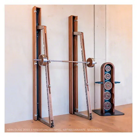 NOHrD WeightPlate Tower 2x dumbbells, 1x barbell 20x weight plates, oak