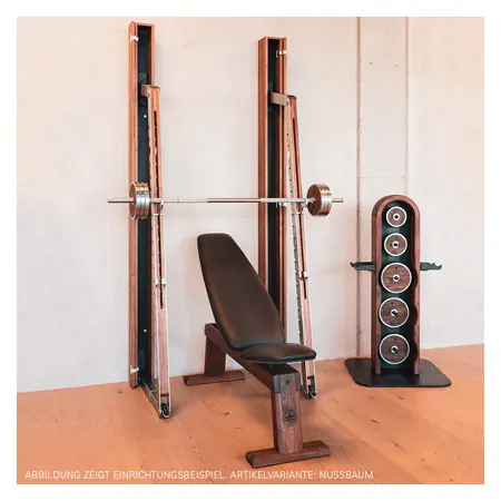 NOHrD WeightPlate Tower 2x dumbbells, 1x barbell 20x weight plates, oak