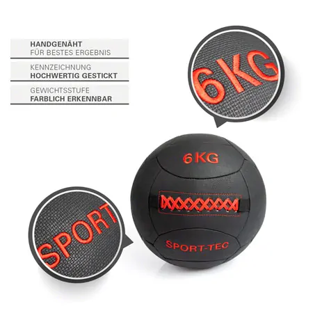 Sport-Tec Wall Ball Robusta, 35 cm, 6 kg, red