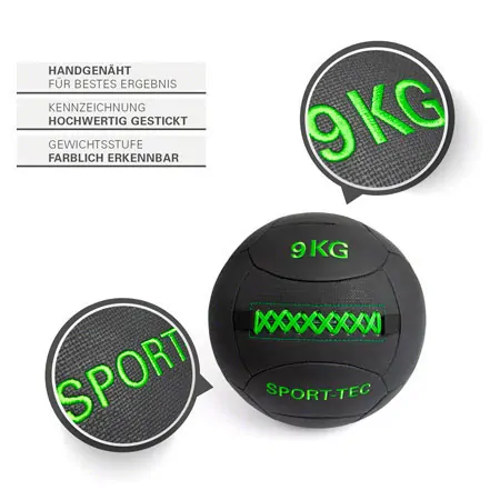 Sport-Tec Wall Ball Robusta, 35 cm, 9 kg, green