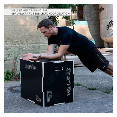 Sport-Tec jumping trainer 3-in-1 Plyo Box made of wood, 75x60x50 cm