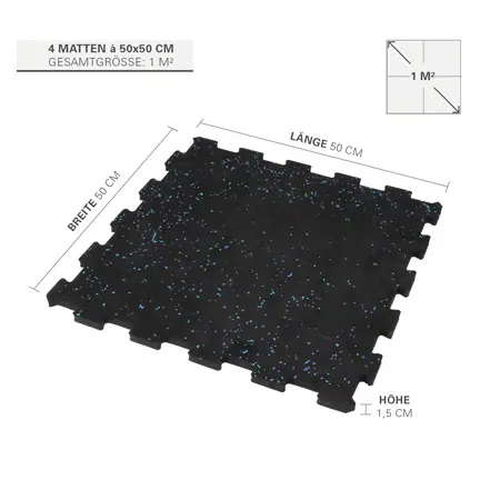 Sport-Tec floor protection mat 1 m, 4 mats  50x50 cm + 8 edge pieces