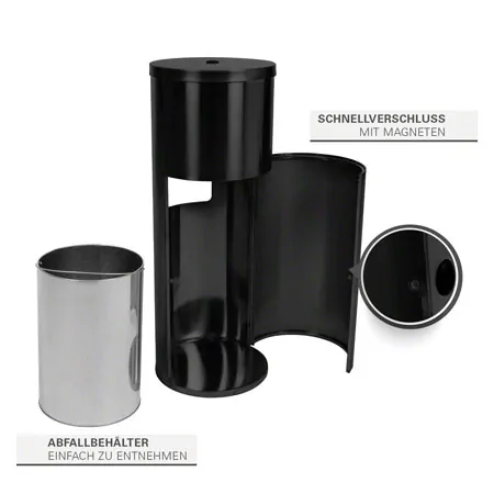 Sport-Tec disinfectant wipe dispenser, stainless steel black incl. 400 wipes