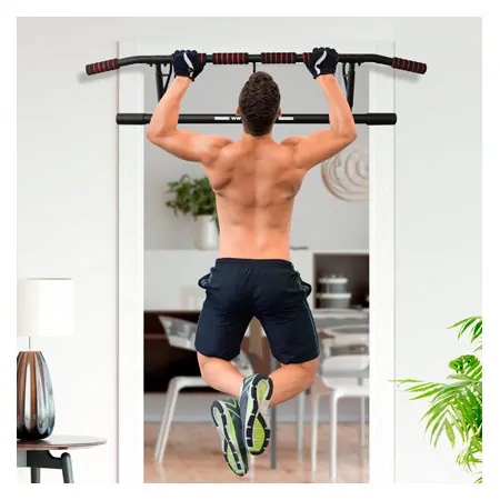 Sport-Tec door rack chin-up bar foldable, 117x28 cm, incl. 2 power ropes + 2 snap hooks