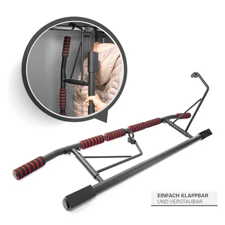Sport-Tec door rack chin-up bar foldable, 117x28 cm, incl. 2 power ropes + 2 snap hooks