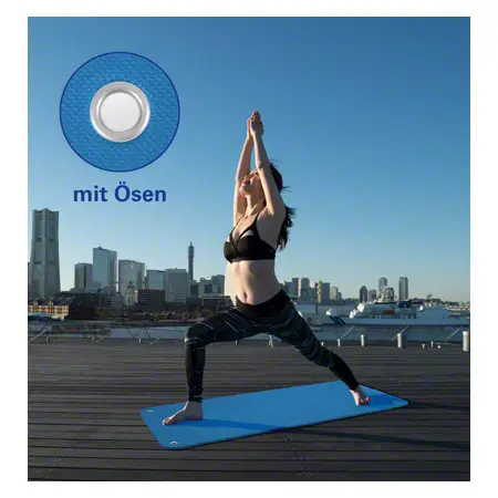 Pilates and yoga mat incl. eyelets, LxWxH 140x60x0.6 cm, blue