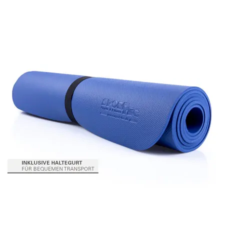 Pilates and yoga mat, LxWxH 180x60x0.6 cm, blue