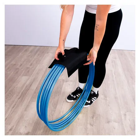 Plastic gymnastic hoops, set of 10, blue, 60 cm diameter, with carrying handle