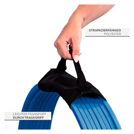 Plastic gymnastic hoops, set of 10, 70 cm diameter, with carrying handle