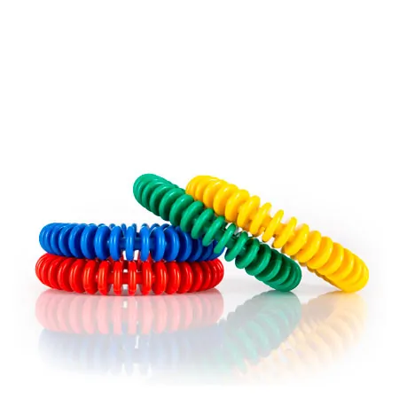 Lamellar ring made of PVC,  16 cm, Set of 4: once blue, green, red, yellow