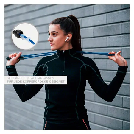 Skipping rope speed rope set, adjustable, 300 cm, 10 pieces, incl. storage bag
