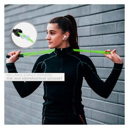 Skipping rope speed rope set, adjustable, 300 cm, 10 pieces, incl. storage bag