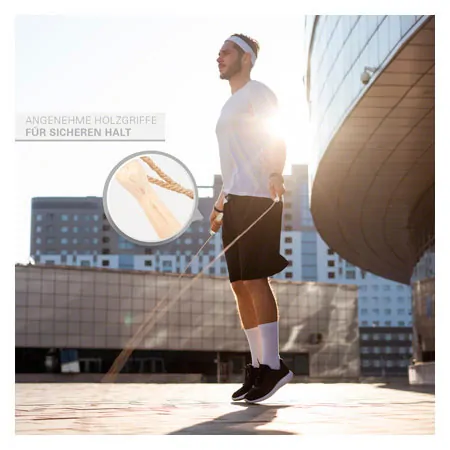 Skipping rope made of hemp with wooden handle 280 cm