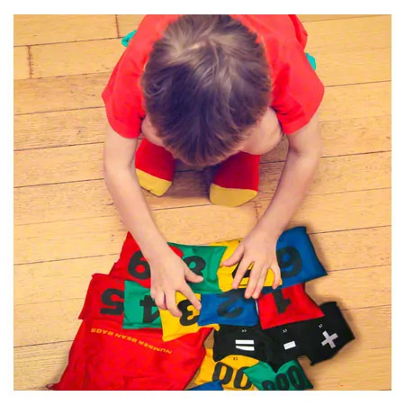 Beanbags with numbers-set, 12x12 cm, 15 pieces.