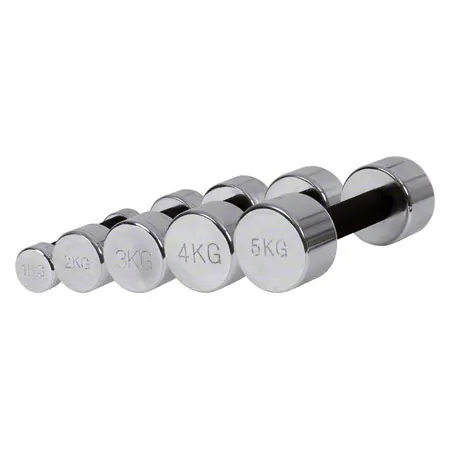 Chrome dumbbell with cellular rubber grasp, 5 kg, piece