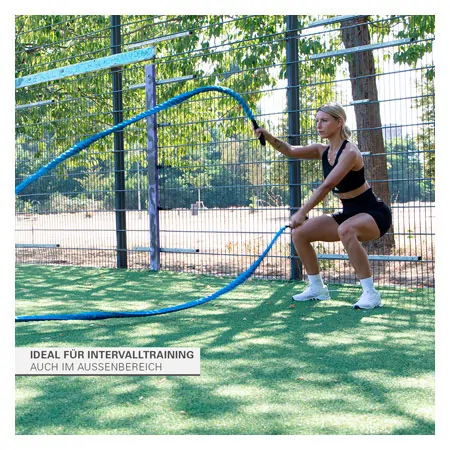 Fitness cable Battle Rope coated, blue, 15-30 m,  3 cm