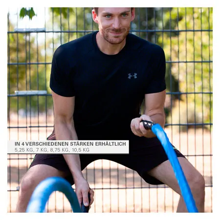 Fitness cable Battle Rope coated, blue, 15-30 m,  3 cm