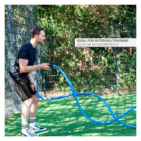 Fitness cable Battle Rope coated,  3 cm x 25 m, blue, 8,75 kg