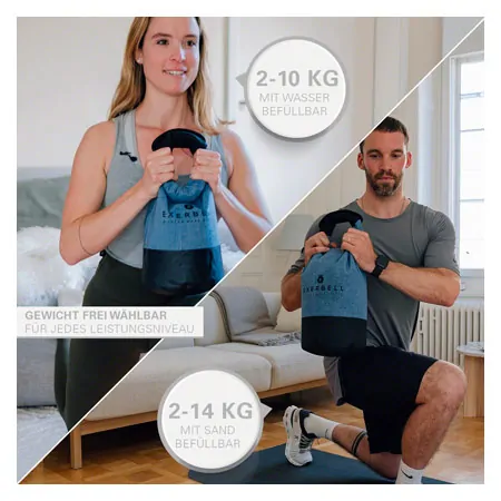 Exerbell foldable kettlebell, fillable up to 14 kg