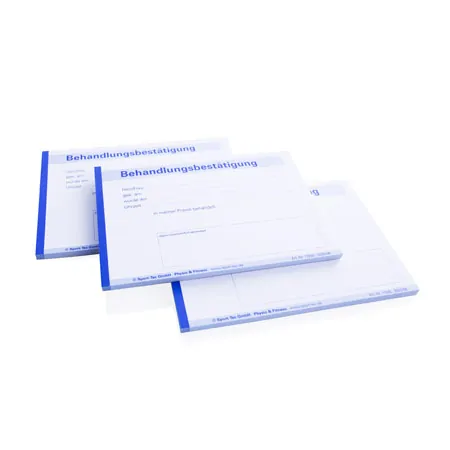 Treatment confirmation, 5 blocks of 50 sheets (250 pages), DIN A6 landscape