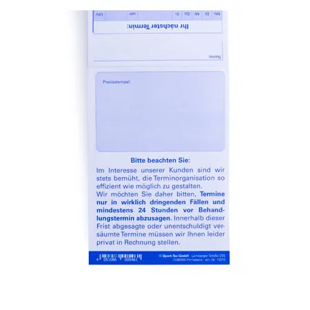 Appointment slip block, 10 blocks of 75 sheets (750 sheets), DIN A7