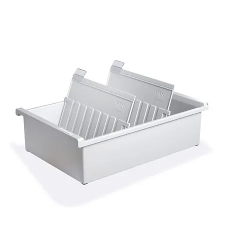 Large plastic index card tray set for up to 1300 cards (A5), 202-piece set, including 200 index cards and dividers