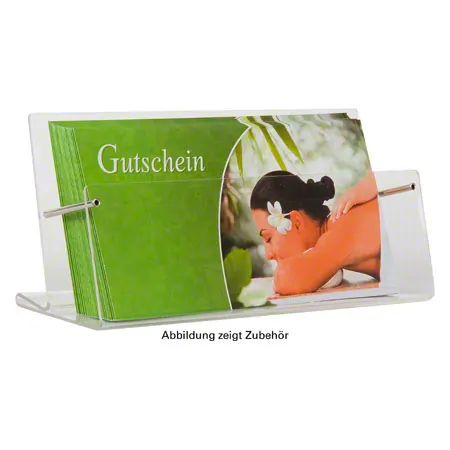 Voucher stand made of acrylic glass