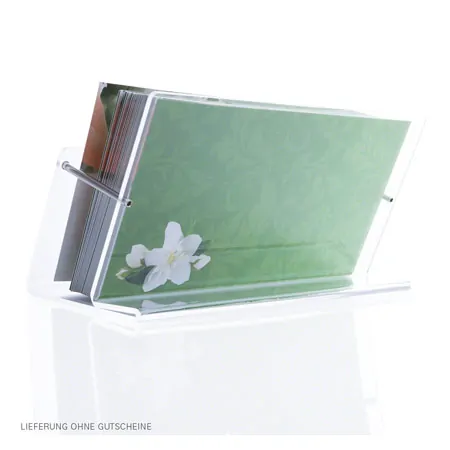 Voucher stand made of acrylic glass