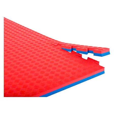 Sport mat Double Competition incl. outer pieces, LxWxH 100x100x2 cm, red / blue