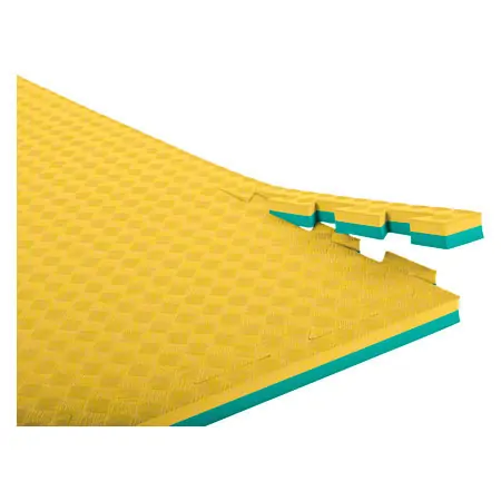 Sport mat Double Competition incl. outer pieces, LxWxH 100x100x2 cm, green / yellow