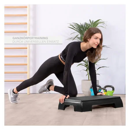 Step bench in one piece, black