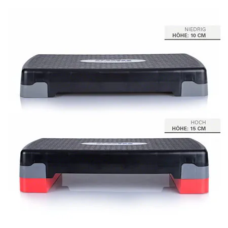 Step board height adjustable, black LxWxH 68x28x10/15 cm