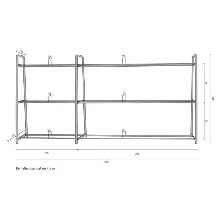 Ball rack incl. extension module, 405x62x180 cm, 2-pcs.