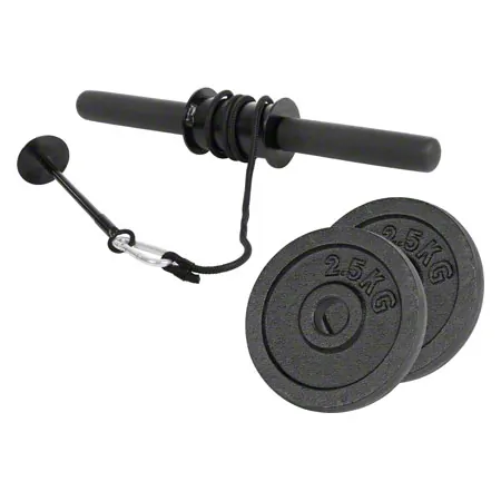 Forearm trainer incl. 2 weight plates made of cast iron, each 2.5 kg