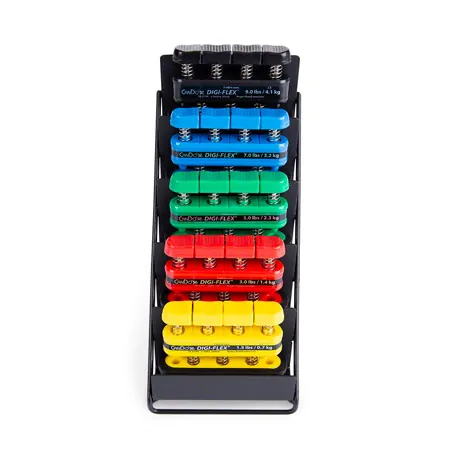 Digi-Flex Hand trainer-set, 5 thickness ink. Storage display, set of 5