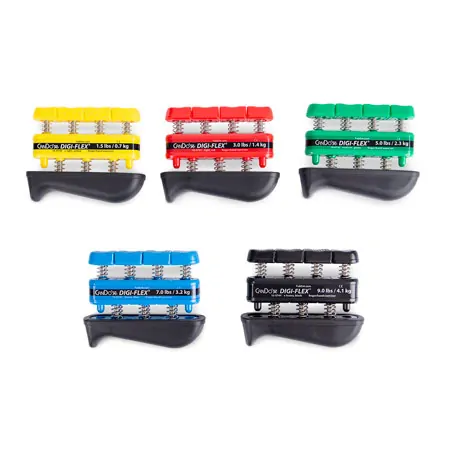 Digi-Flex Hand trainer-set, 5 thickness ink. Storage display, set of 5