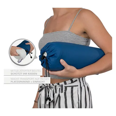 Viscoline travel pillow, rectangular shape incl. Bag, white, LxWxH 34x35x13 cm
