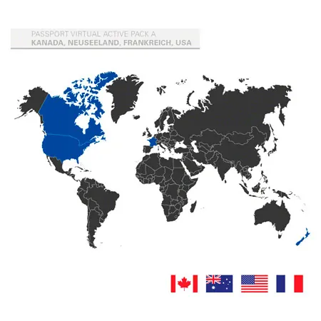 Passport Virtual Active - USB Stick, Pack A (Canada, New Zealand, France, USA)
